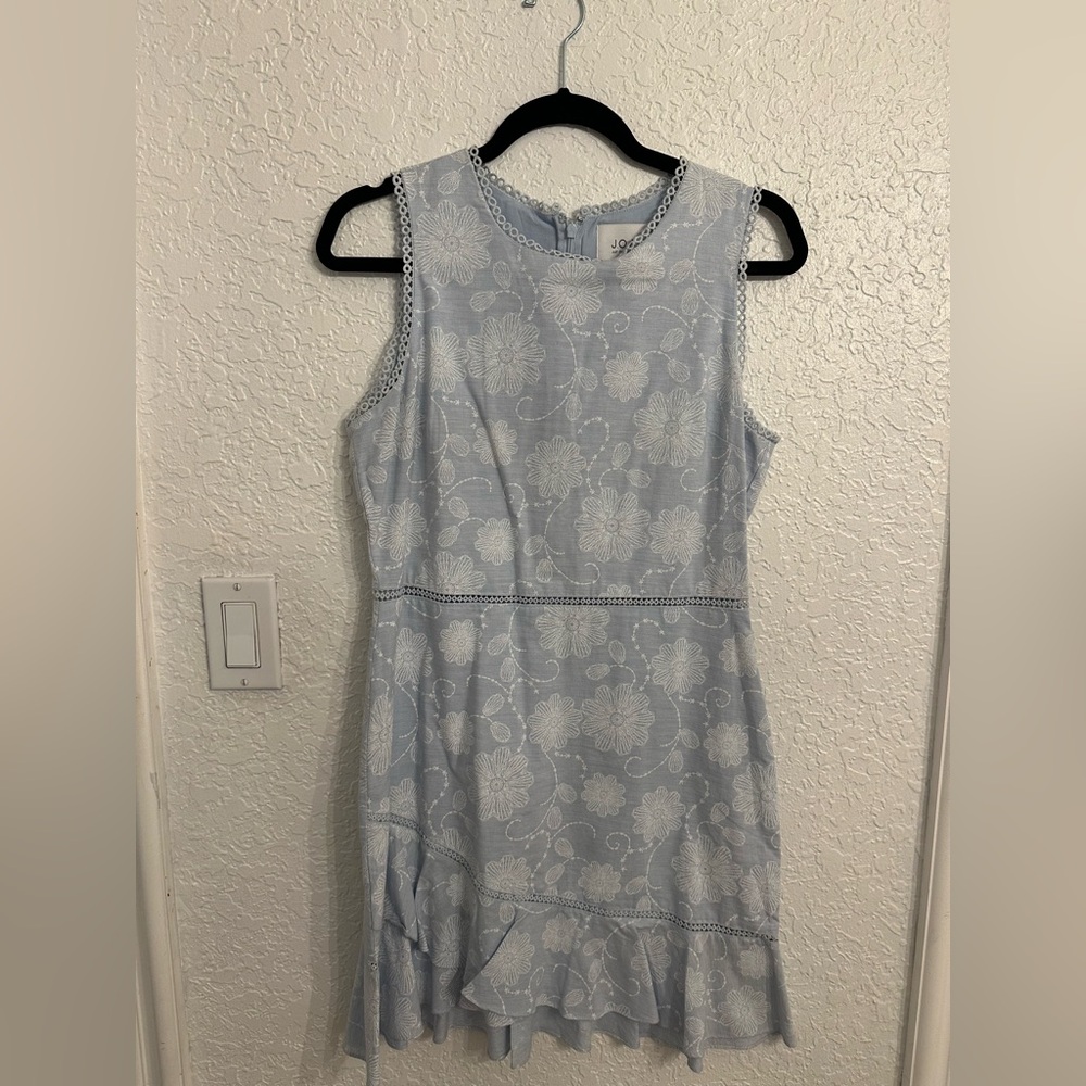 J.O.A. Blue Sheath Mini Dress Sleeveless Crew Neck